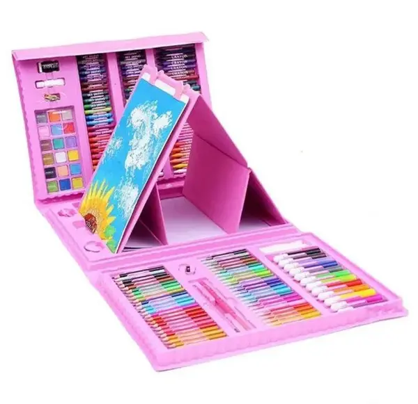 Set Pictura si Desen pentru Copii 208 Piese Suport Foaie Desen Albastru 3+ Ani