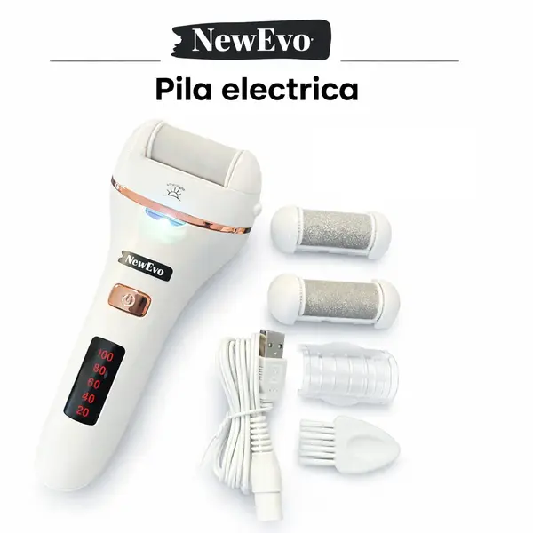 Set Pila electrica pentru talpi si calcaie, NewEvo, Display digital LED, Acumulator 1200 mAh, Incarcare USB, Impermeabil, 2 viteze, 2400 rot min, 3