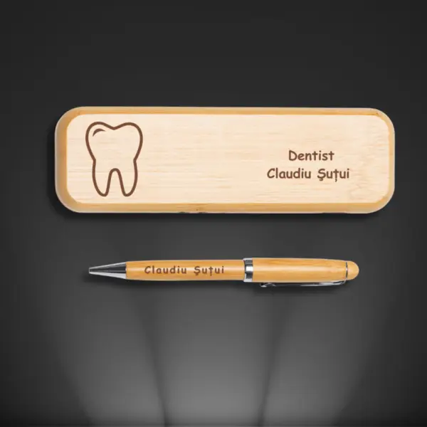 Set pix in cutie din lemn personalizata - Dentist