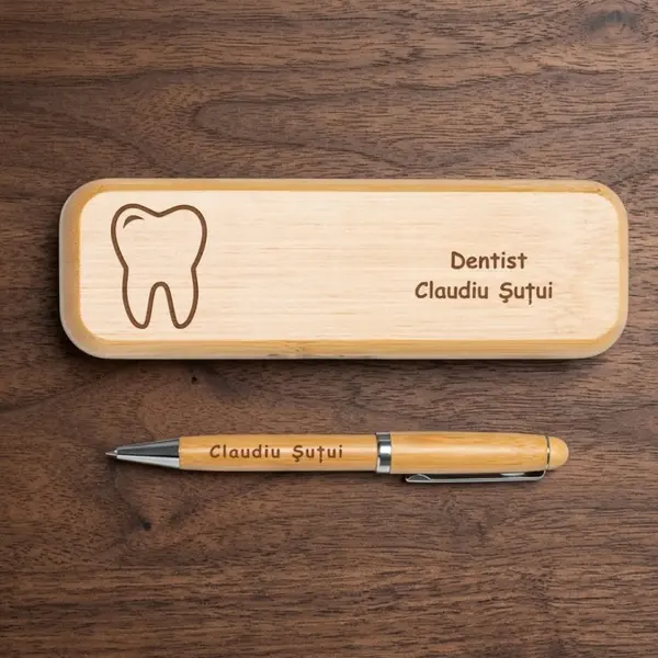 Set pix in cutie din lemn personalizata - Dentist
