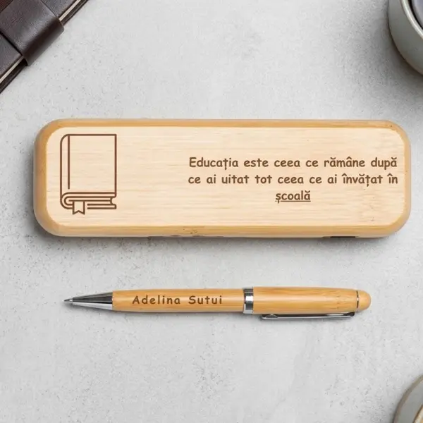 Set pix in cutie din lemn personalizata - elevi