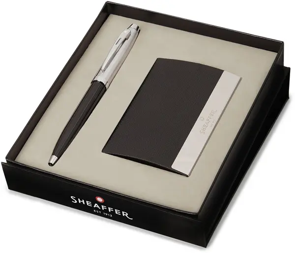Set pix Sheaffer 100 - Glossy Black, cu suport pentru cărți de vizită