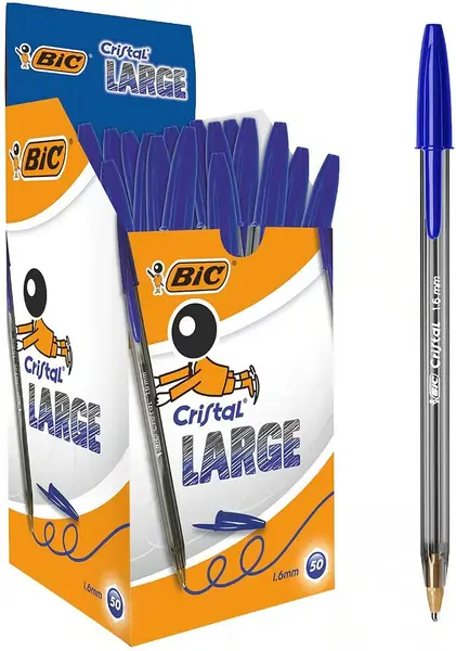 Set pixuri BIC Cristal - Large, 1.6 mm, albastru, 50 buc