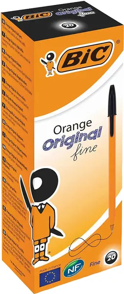 Set pixuri BIC Orange Original Fine - 0.8 mm, negru, 20 buc