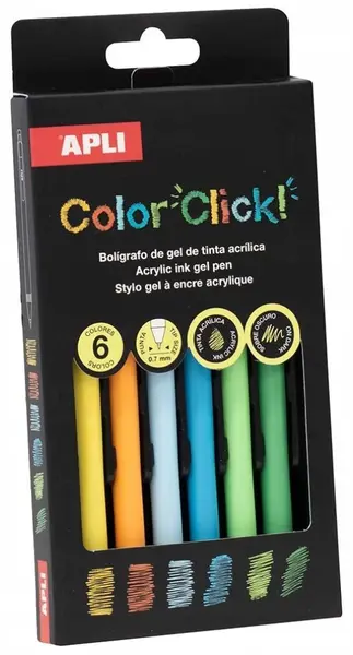 Set pixuri gel Apli Kids - Aurum, 0,7 mm, 6 culori