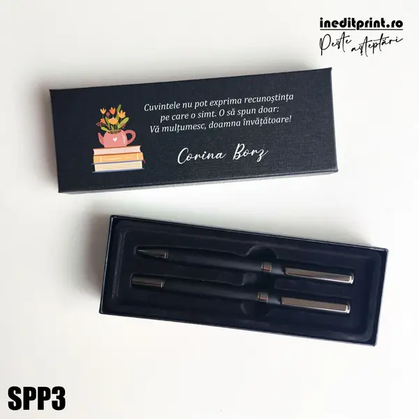 Set pixuri in cutie personalizata - profesori, Set 2 Pixuri Okonel-Negru SPP3 Set 2 Pixuri Okonel-Negru
