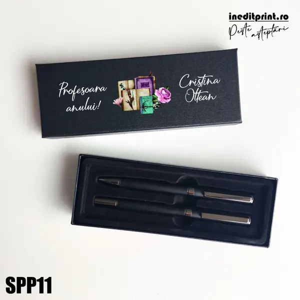 Set pixuri in cutie personalizata - profesori, Set 2 Pixuri Okonel-Negru SPP11 Set 2 Pixuri Okonel-Negru
