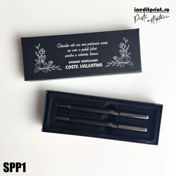 Set pixuri in cutie personalizata - profesori, Set 2 Pixuri Okonel-Negru SPP1 Set 2 Pixuri Okonel-Negru