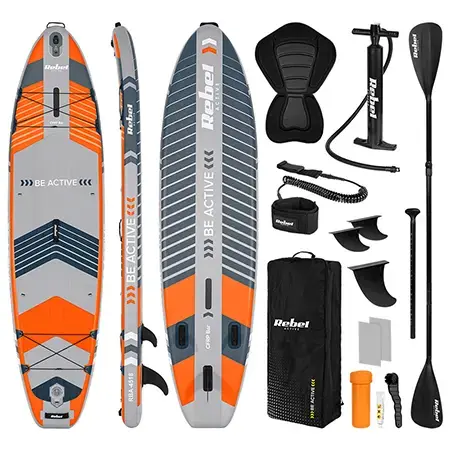 Set placa gonflabila Rebel RBA-4518-OR, stand up paddle (Portocaliu)