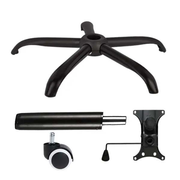 Set placuta balans metalica 20 cm x 15 cm, baza 64 cm, rola universala cauciuc si cilindru piston, gaz, pentru scaune birou, negru, 35 cm