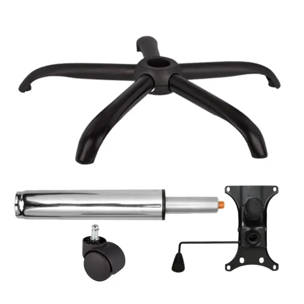 Set placuta balans metalica 20 cm x 15 cm, rola universala s, O11 mm,baza 64 cm si cilindru piston, gaz, pentru scaune birou, argintiu, 35 cm
