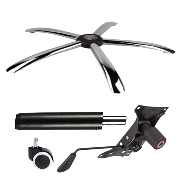 Set placuta balans metalica 22 cm x 15 cm, baza 60 cm, rola universala cauciuc si cilindru piston, gaz, pentru scaune birou, negru, 35 cm
