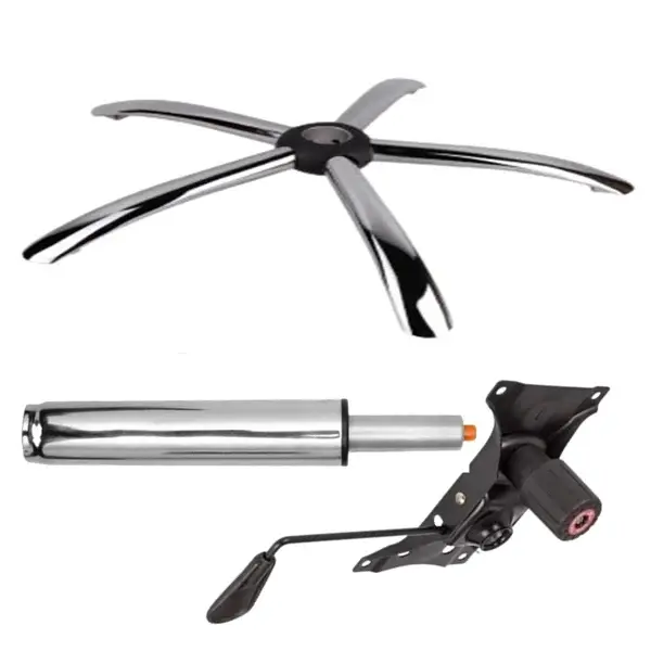 Set placuta balans metalica 22 cm x 15 cm, baza 60 cm si cilindru piston, gaz, pentru scaune birou, argintiu, 35 cm