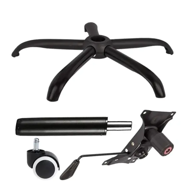 Set placuta balans metalica 22 cm x 15 cm, baza 64 cm, rola universala cauciuc si cilindru piston, gaz, pentru scaune birou, negru, 35 cm
