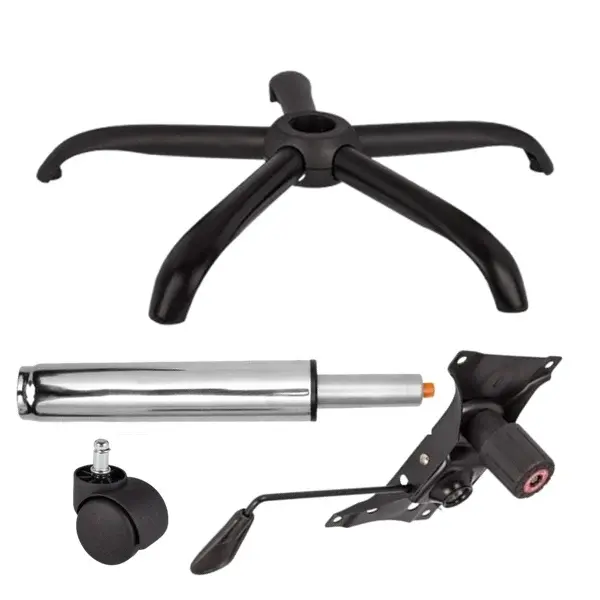 Set placuta balans metalica 22 cm x 15 cm, baza 64 cm, rola universala O11 mm si cilindru piston, gaz, pentru scaune birou, argintiu, 35 cm