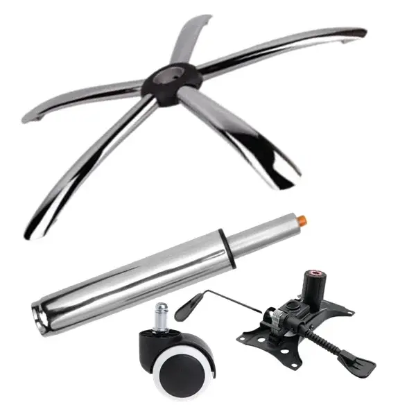 Set placuta balans metalica 25 x 15 cm, baza 60 cm, rola universala cauciuc si cilindru piston, gaz, pentru scaune birou, argintiu, 35 cm