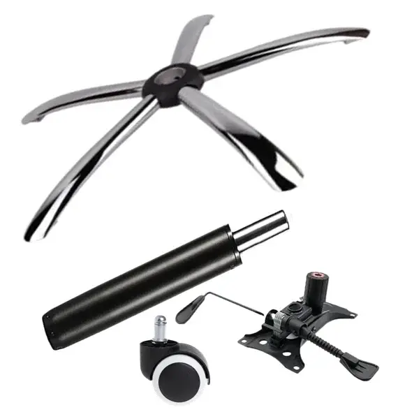 Set placuta balans metalica 25 x 15 cm, baza 60 cm, rola universala cauciuc si cilindru piston, gaz, pentru scaune birou, negru, 35 cm
