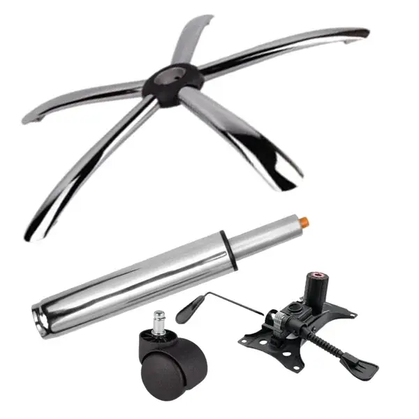 Set placuta balans metalica 25 x 15 cm, baza 60 cm, rola universala O11 mm si cilindru piston, gaz, pentru scaune birou, argintiu, 35 cm
