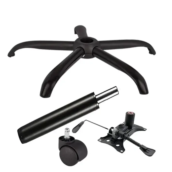 Set placuta balans metalica 25 x 15 cm, baza 64 cm, rola universala si cilindru piston, gaz, pentru scaune birou, negru, 35 cm