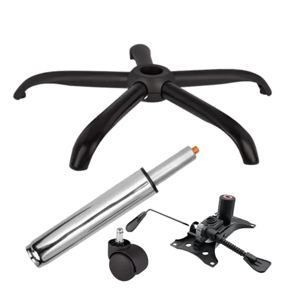 Set placuta balans metalica 25 x 15 cm, baza 64 cm, rola universala O11 mm si cilindru piston, gaz, pentru scaune birou, argintiu, 35 cm