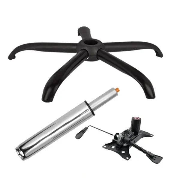 Set placuta balans metalica 25 x 15 cm, baza 64 cm si cilindru piston, gaz, pentru scaune birou, argintiu, 35 cm