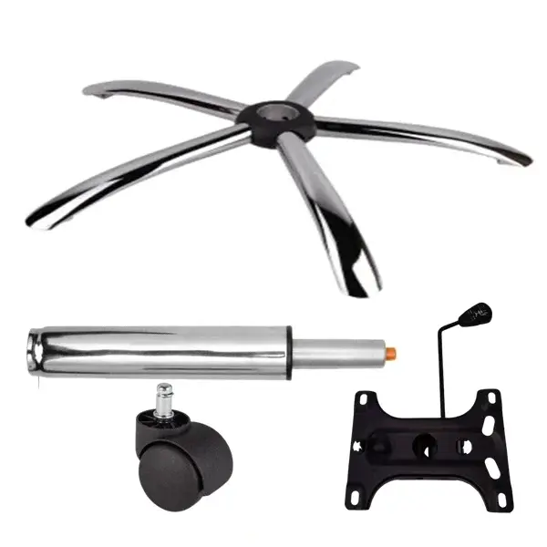 Set placuta balans metalica 26 x 15 cm, baza 60 cm, rola universala O11 mm si cilindru piston, gaz, pentru scaune birou, argintiu, 35 cm