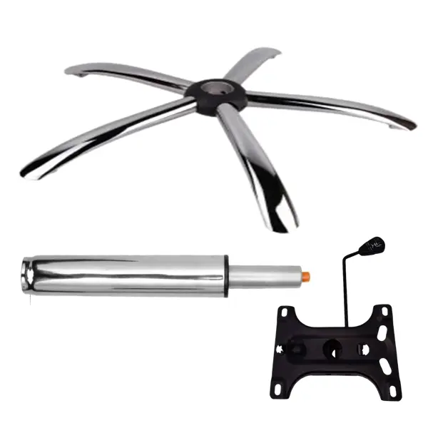 Set placuta balans metalica 26 x 15 cm, baza 60 cm si cilindru piston, gaz, pentru scaune birou, argintiu, 35 cm