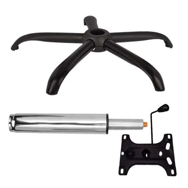 Set placuta balans metalica 26 x 15 cm, baza 64 cm si cilindru piston, gaz, pentru scaune birou, argintiu, 35 cm