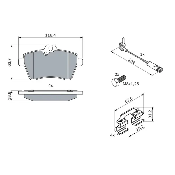 Set placute frana disc BOSCH 0 986 494 087