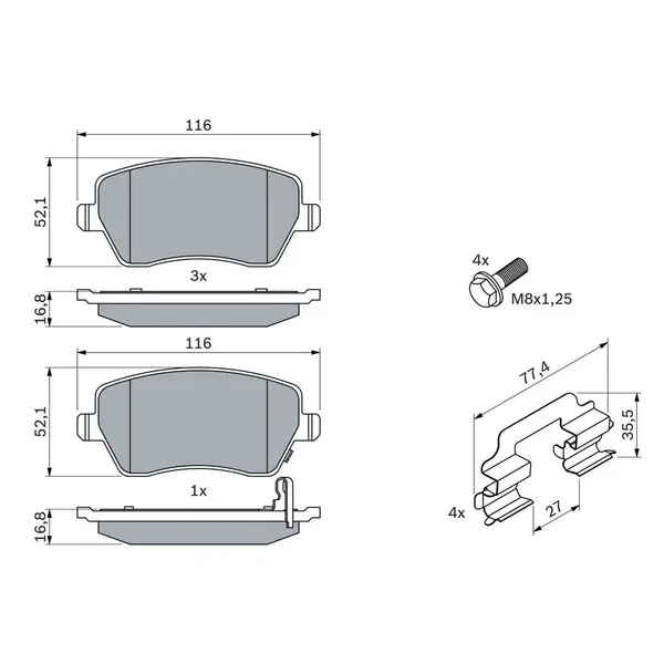 Set placute frana disc BOSCH 0 986 494 160