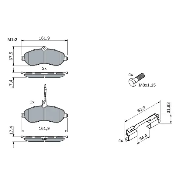 Set placute frana disc BOSCH 0 986 494 163
