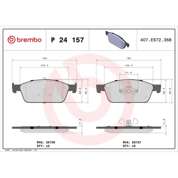 Set placute frana disc BREMBO P 24 157