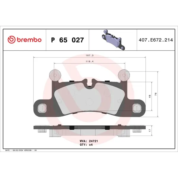 Set placute frana disc BREMBO P 65 027