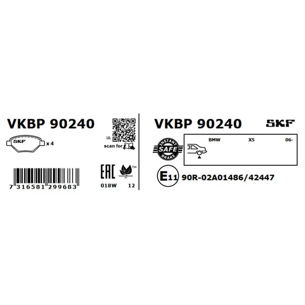 Set placute frana disc SKF VKBP 90240