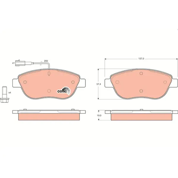 Set placute frana disc TRW GDB1483