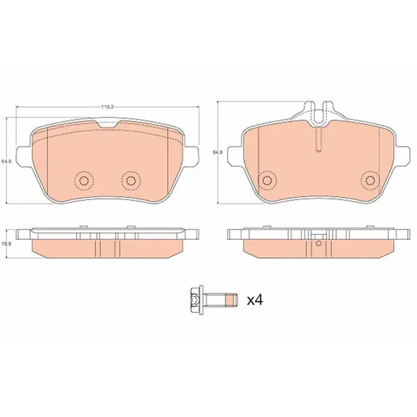 Set placute frana disc TRW GDB2014
