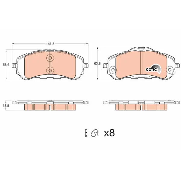 Set placute frana disc TRW GDB2044