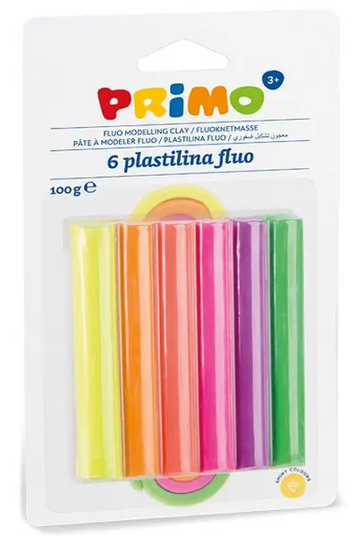 Set plastilina Primo Fluo - 6 culori, 100 g