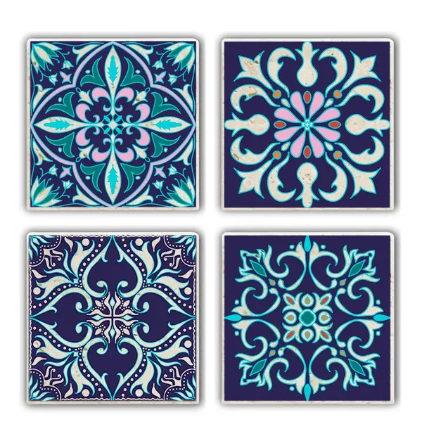 Set platouri de sticlă, 4 bucati Glasswave Transida Multicolor 10x10x1 cm