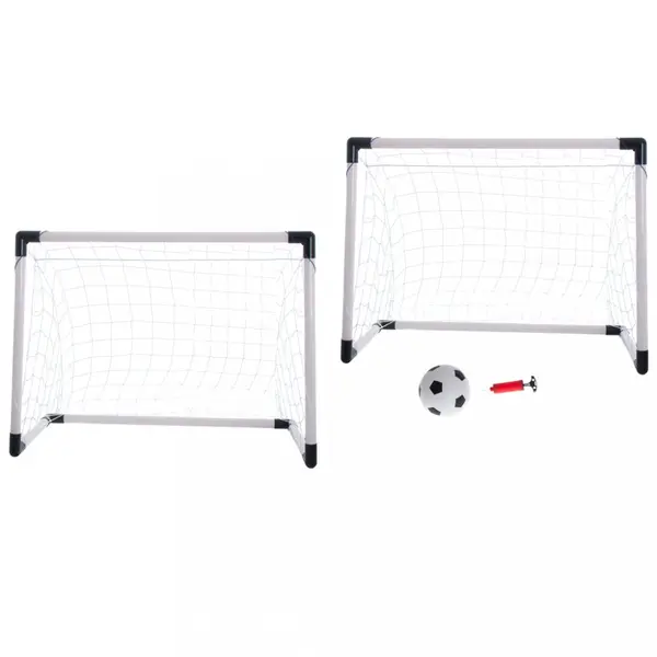 Set Poarta de fotbal pentru copii, Ikonka, 2 in 1 cu Minge si Pompa incluse, dimensiune 185 x 120 x 70 cm