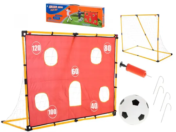 Set poarta de fotbal pentru copii, Ikonka, cu pompa si minge incluse, dimensiune 156 x 70 x 107cm, Soccer Goal