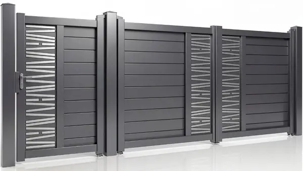 Set porti batante Virtuoso Poseidon, aluminiu, auto 3.5x2 m + pietonala 0.9x2 m, gri antracit, 50-804P/7016+50-803P/7016