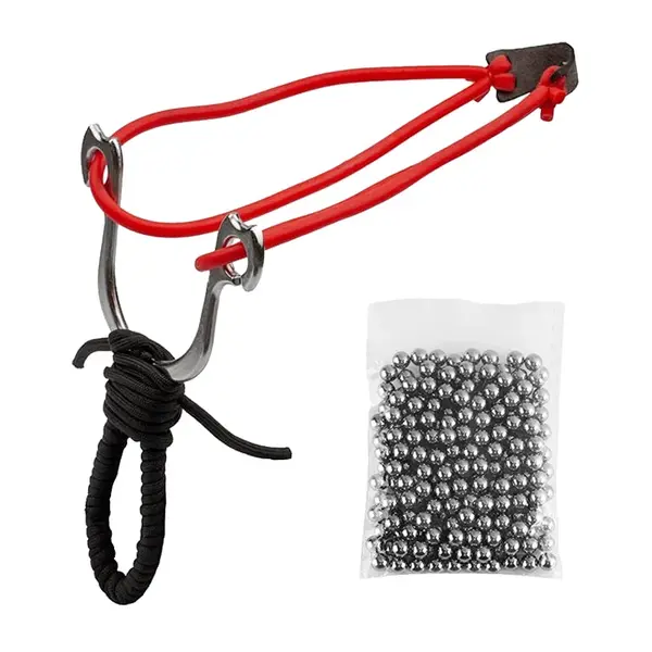 Set prastie metalica DEPOX , Sling King, snur, negru, 15 cm si bile de 6 mm