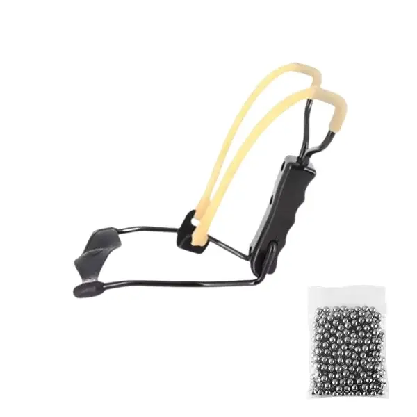 Set prastie metalica profesionala cu suport de incheietura si 100 bile 7 mm, metal, maner antiderapant, 18 cm