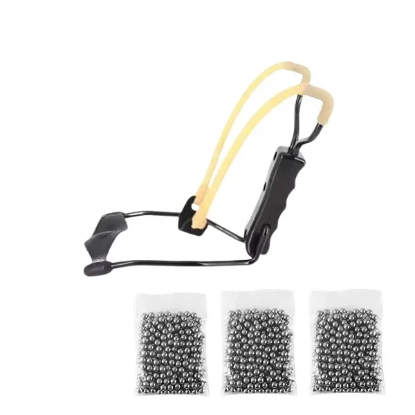 Set prastie metalica profesionala cu suport de incheietura si 300 bile 8 mm, metal, maner antiderapant, 18 cm