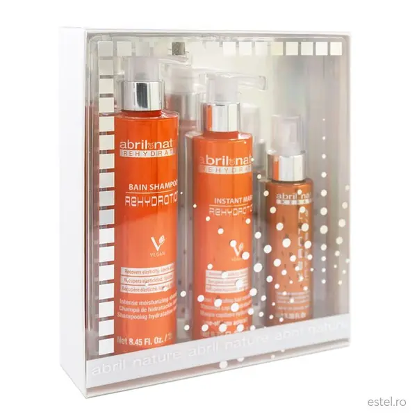 Set produse ingrijire hidratare intensa pentru par uscat sau cret Rehydration Nutrition Abril et Nature (Sampon 250ml, Masca 200ml, Ser 100ml)