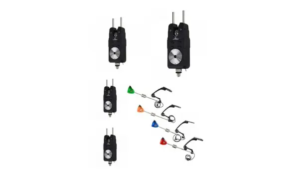 Set prokarpfishing cu 4 avertizori SP01 si 4 swingere cu led 4 culori MK2 - baterii incluse