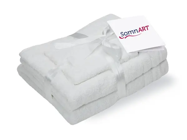 Set prosoape bumbac Somnart, 600gsm, de fata 50x90 cm + de corp 70x140 + de maini 30x50 cm, alb optic