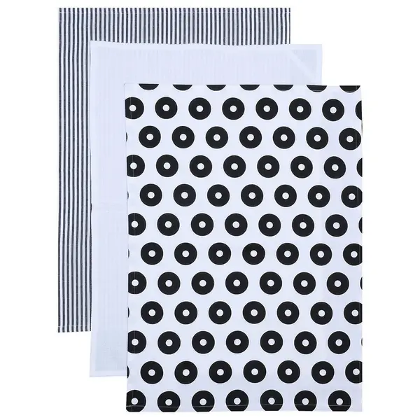 Set Prosoape De Vase 3 piese negru, alb
