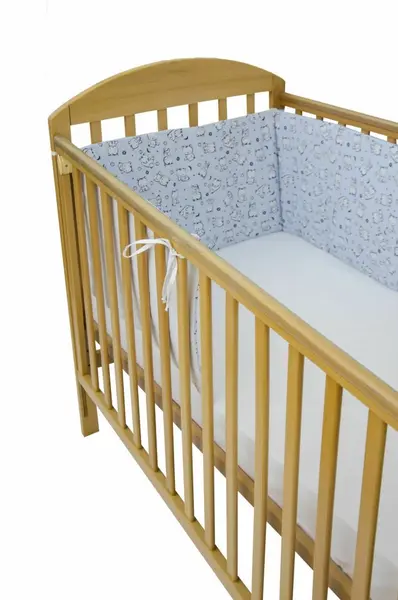 Set protectii patut Baby Bear albastru KidsDecor din bumbac 50x100 cm